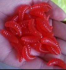 50 Pieces Fishing Tackle Red Maggot,Worm Rubbery Reusable,*No Hooks* Lures New