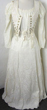 Vintage Ivory 5 Piece Skirt Blouse Vest Set Romantic Western Victorian Size S/M