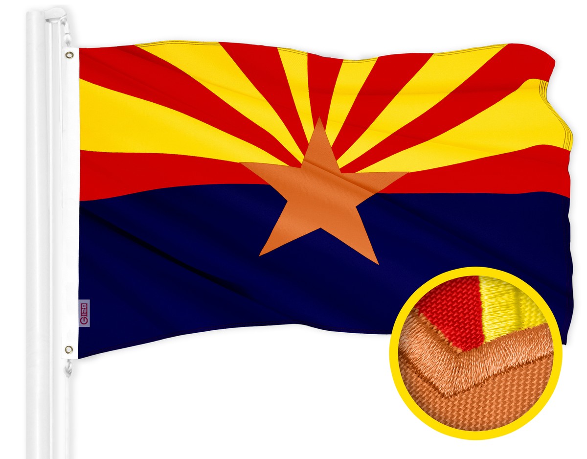G128 Combo USA Flag & Arizona AZ State Flag 1x1.5Ft Embroidered