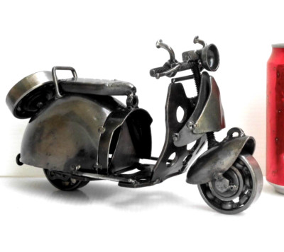 Vespa scrap metal sculpture, Wow Iron Anniversary gift for him, Graduation gifts