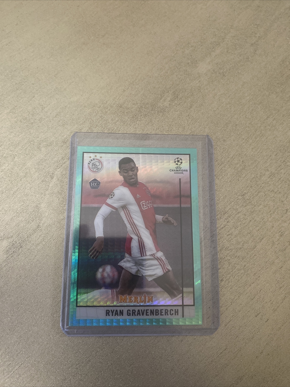 2020-21 Topps Merlin Chrome UEFA Ryan Gravenberch Rookie Aqua Prism #57 Ajax