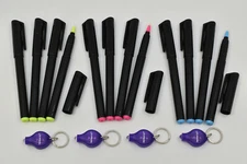 DirectGlow 12pc Invisible UV Blacklight Glow Ink Marker Pen Set with 4 UV Lights