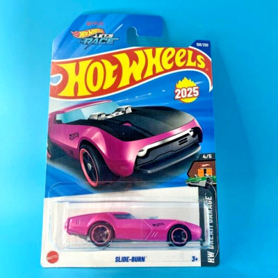 HOT WHEELS 2025 SLIDE-BURN METALFLAKE HOT PINK 108/250 HYW28 LET'S