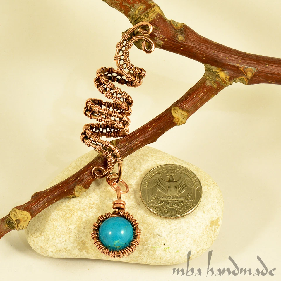 Espiral Cobre Turquesa Vikingo Cuentas Barba Rastas Accesorio para Cabello Foto 2 de 4