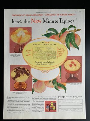 Vintage 1935 Minute Tapioca Pudding Print Ad