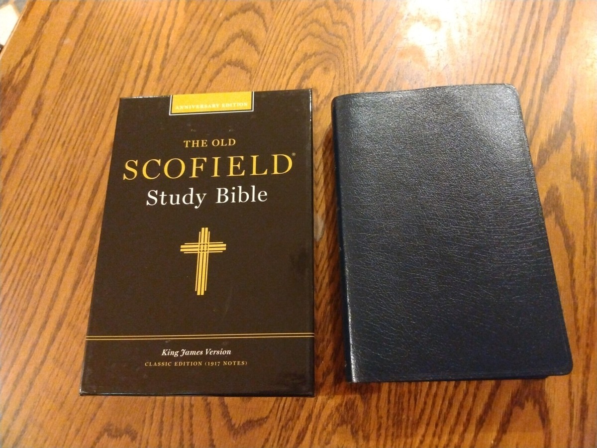 KJV Old Scofield Study Bible Navy Leather Indexed Classic 1917