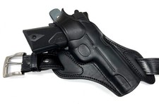 For ANY NONRAIL 5" 1911, Right Hand Black Leather Cross-Draw Belt Holster