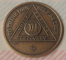 41 Year Alcoholics Anonymous AA Bronze Medallion Coin Sobriety Chip Fourty One