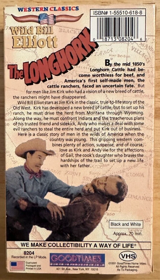 The Longhorn (VHS, 1991) Wild Bill Elliot ~ B&W~ CLASSIC WESTERN~ QUALITY TESTED - Image 2 of 4