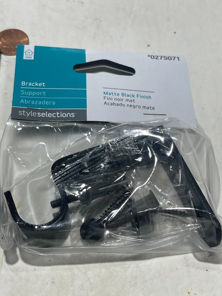 **Lote de 2** Soporte de barra de cortina de selección de estilo compatible con acabado negro 0275071 Foto 2 de 2