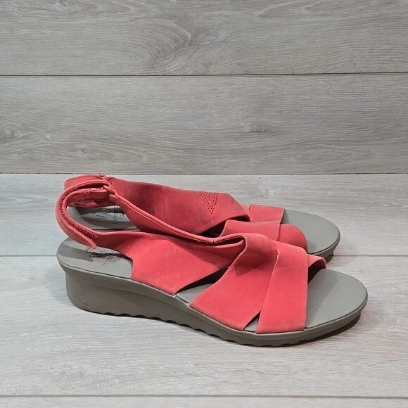 Cloudsteppers di Clarks donna. Oral Caddel scarpe sandali con zeppa in pelle taglia 10M