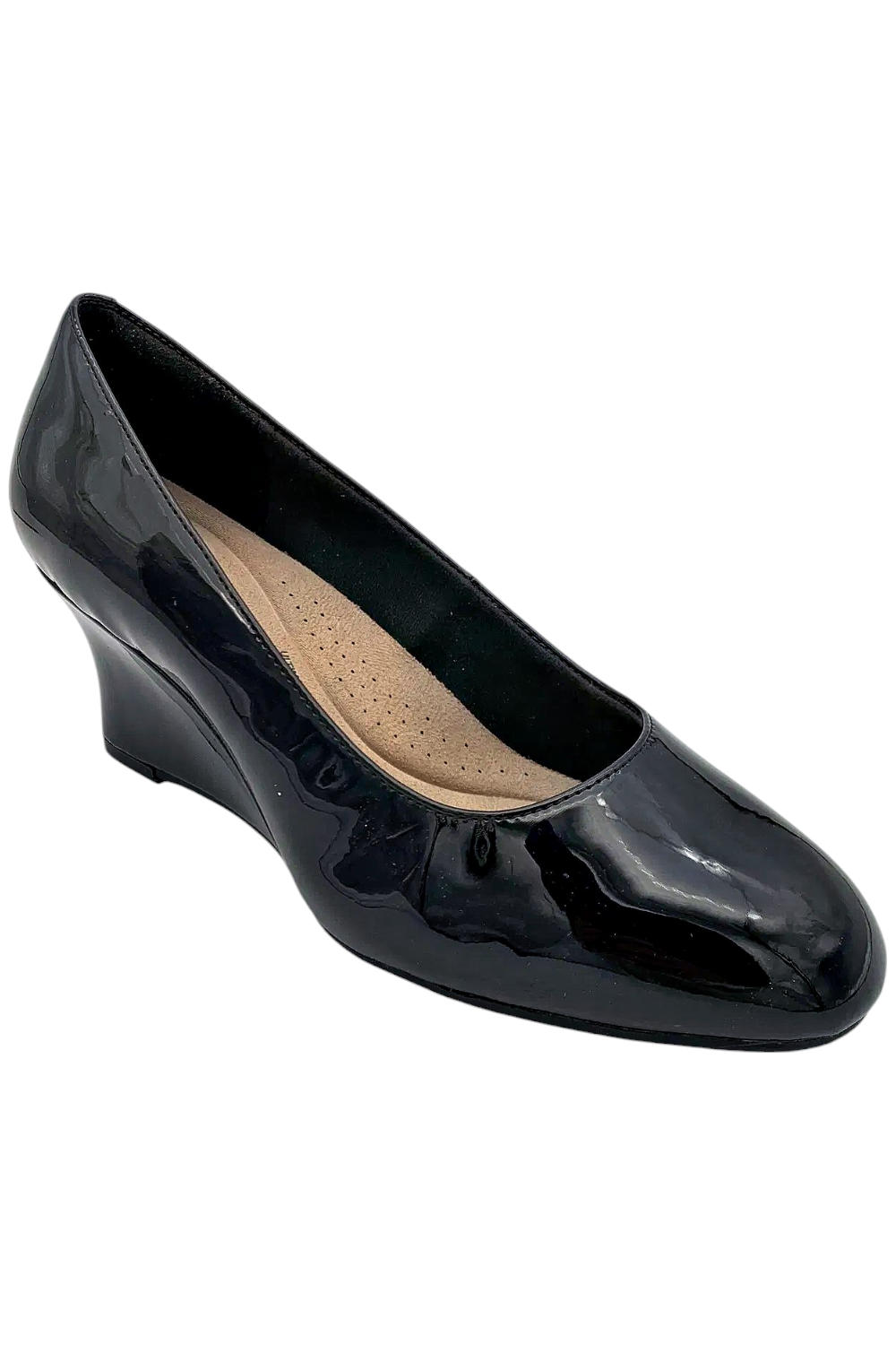 Clarks Olivette Pearl Black Patent Leather Dress Wedges-image