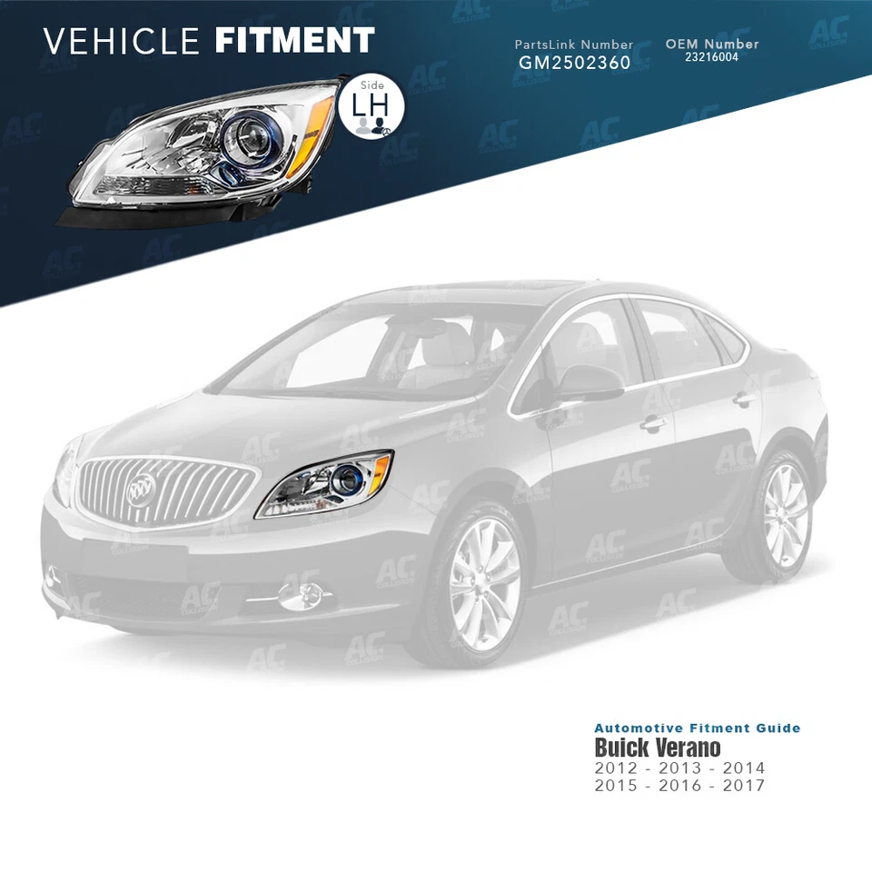 Conjunto de faros TYC lado izquierdo del conductor para 12 13 14 15 16 17 Buick Verano Foto 2 de 3