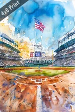 Wrigley Field watercolor Art 4x6 Print