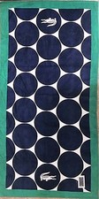NEW LACOSTE GREEN+WHITE+BLUE POLKA DOTS,ALLIGATOR,100% COTTON BATH,BEACH TOWEL 