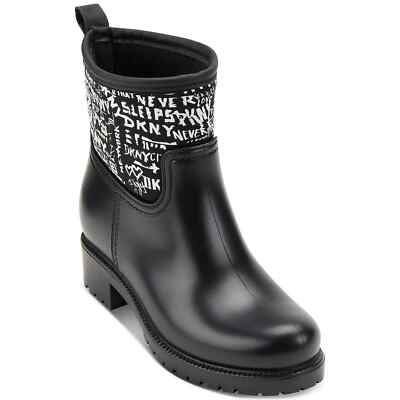 DKNY Women Slip On Rain Boots 'Rainy' Size US Black White