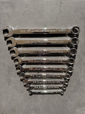 #ad Blue Point 9pc SAE Combination Wrench Set 1 4” 3 4” Complete By Snap On $119.99