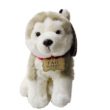 FAO Schwarz Floppy Husky Plush Stuffed Animal 10    Ultra-Soft Puppy