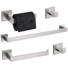 5-Piece Brushed Nickel Bathroom Hardware Set - Durable Stainless Steel Design