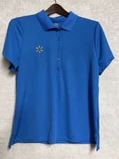 Walmart Women's Blue Employee Polo Shirt Size Large Uniform Short Sleeve Logo