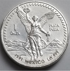 Mexico Liberty 1991 Type 2, 1 Oz .999 Fine Silver Coin Libertad Gordita KEY-DATE — photo 3