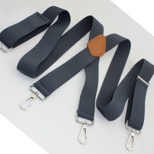 Adult Men's Alloy Hook Braces Trousers 3.5CM Wide Extended Suspenders Heavy Duty