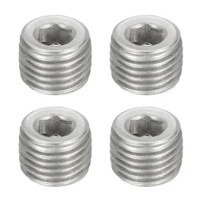 4Pcs Pipe Plugs, M14-1.5x10.5mm Stainless Steel Hex Thread Pipe Caps, Silver