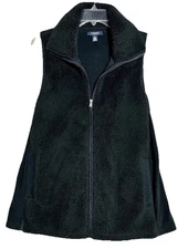 Chaps Vest Womens Large Black Sherpa Fleece Zip Up Sleeveless Jacket Outdoors