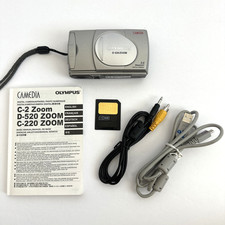 Olympus D-520 Zoom 2MP Digital Camera w/ SmartMedia Card Manual Cables - TESTED