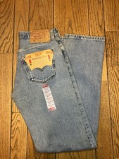 NWT Levis 501 Button Fly Denim Light Wash Made In USA Jeans Size 30x33 Vintage