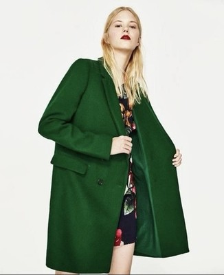 ZARA Trafaluc Green Double Breasted Coat Women s XS Excellent Condition