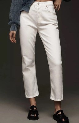 AGOLDE Riley Crop High-Rise Straight Jeans sour cream 27