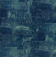 Free Spirit - Palette Blue By Tim Holtz - Map - Blue, Fabric by the Yard