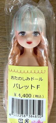 Licca-Chan Castle - Palette F Face PeachPink/AquaGreenHair Doll - Vertical Rolls