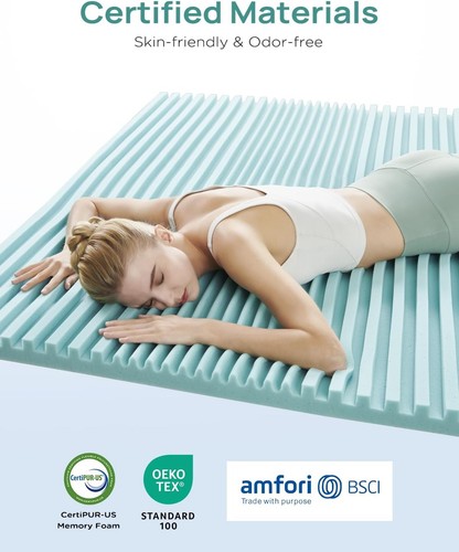 Coprimaterasso 2 Pollici Gel Raffreddante Memory Foam Misura Doppia, 5 Zone Mal di Schiena Re... - Foto 6 di 10