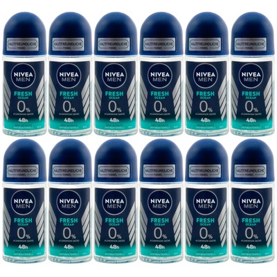 Nivea Deo Roll On Fresh Ocean 12 X 1.7oz 0% Aluminium 48H Protection