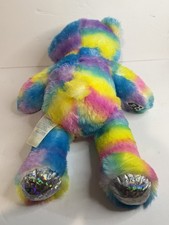 Build a Bear BAB Rainbow Teddy Bear 17" with Sparkle Ears and Paws