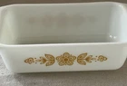 Vintage Pyrex Ovenware Gold Butterfly and Flowers Loaf Pan 8.5 x 4.5 x 2.5 EUC