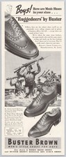 1942 Buster Brown Ruggedeers Shoes WW2 Print Ad US Infantry Beach Landing