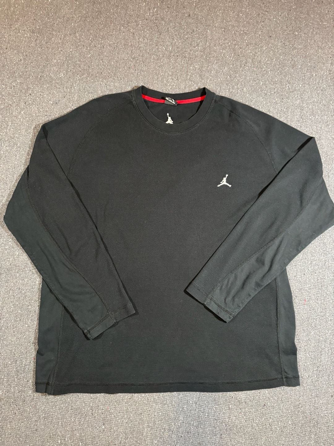 Jordan Men's Long Sleeve Waffle Knit Thermal Shirt Black Size 3XL