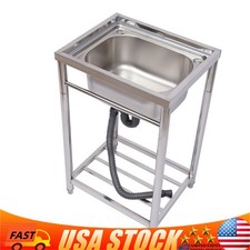 Commercial Utility Sink 1 Compartment Single Basin Kitchen Sink Stainless Steel