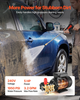 #ad #ad 1950 PSI Electric Pressure Washer Pump 3.2 GPM Triplex 5HP 240V w Hose Kit $996.99