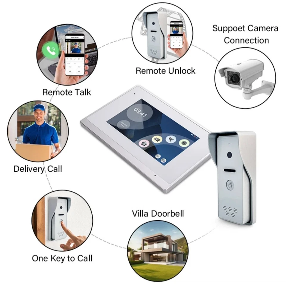 BELVISION 7 Inch wifi Wired Video Doorbell Outdoor Camera Visual Intercom + App - Image 4 of 4