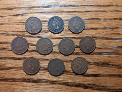 Indian Head Cent 10 Coin Lot G-VF 1900 and Later Dates