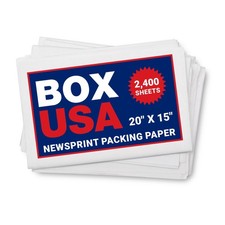 Packing Paper Sheets 20 x 15 (2400 Sheets, 50 lb) - Newsprint Paper for Shipp...