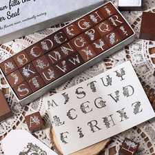 27 Pcs Alphabet Wooden Rubber Stamp Set, A-Z Letter Craft Stamps Clear impr...
