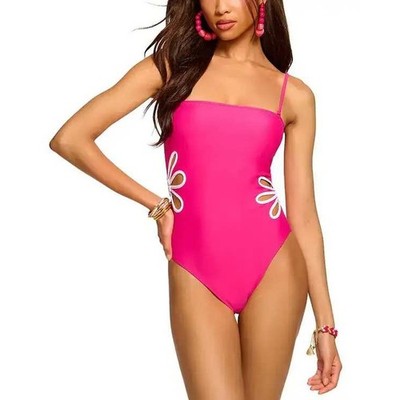 Ramy Brook Luca One Piece Swimsuit Womens S Pink Floral Cutout Resort $238 NWT