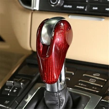 Red Carbon Fiber Gear Shift Head Case Trim For Porsche Macan Panamera 14-16