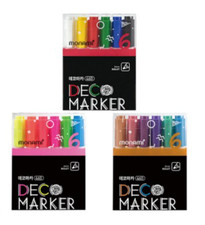 MONAMI Deco Marker 460 Water Based Marker 6pcs SET Basic / Fluorescent / Metal