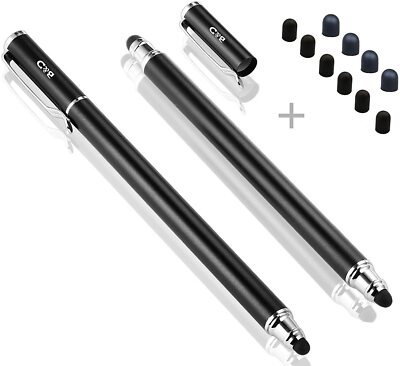 2 in 1, 2 Pcs 0.18-inch Small Tip Stylus Rubber Bargains Depot Tips Black